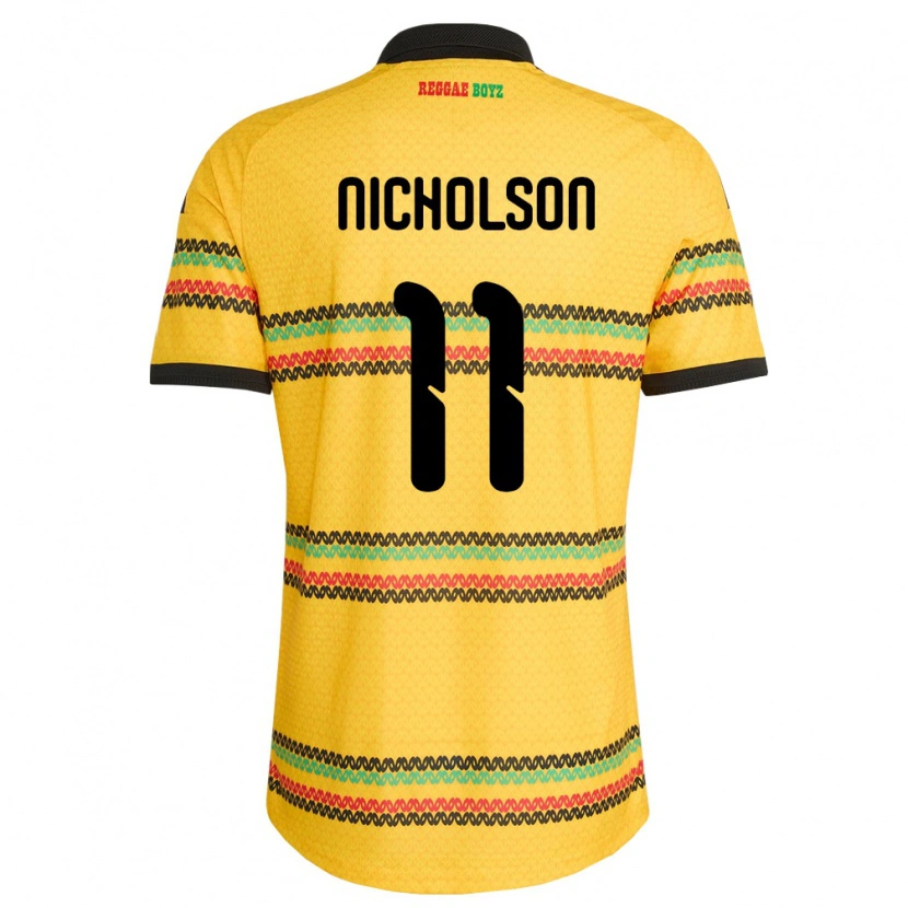 Danxen Kvinnor Jamaica Shamar Nicholson #11 Gul Svart Grön Hemmatröja Matchtröjor 26-28 Tröjor T-Tröja