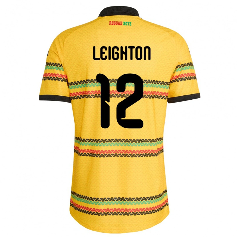 Danxen Kvinnor Jamaica Sean Leighton #12 Gul Svart Grön Hemmatröja Matchtröjor 26-28 Tröjor T-Tröja