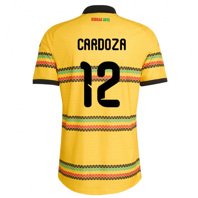 Danxen Kvinnor Jamaica Naya Cardoza #12 Gul Svart Grön Hemmatröja Matchtröjor 26-28 Tröjor T-Tröja