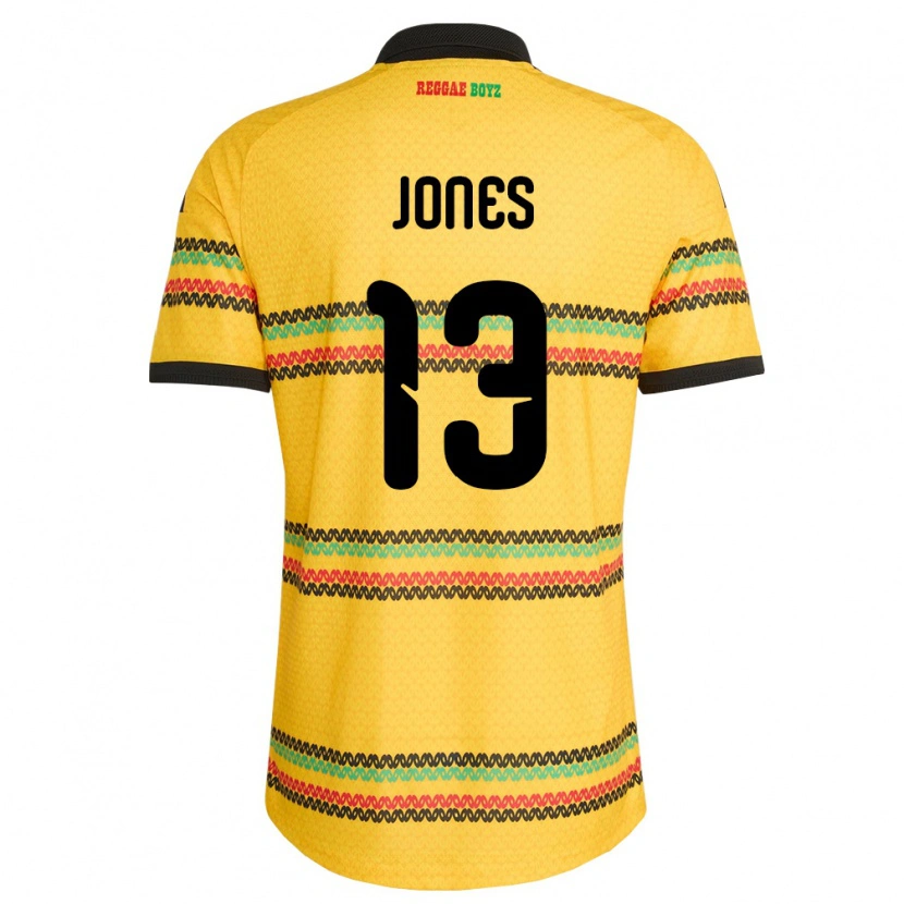 Danxen Kvinnor Jamaica Javanae Jones #13 Gul Svart Grön Hemmatröja Matchtröjor 26-28 Tröjor T-Tröja