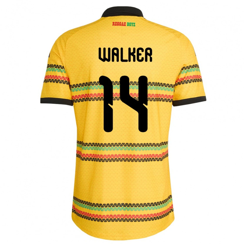 Danxen Kvinnor Jamaica Ricshya Walker #14 Gul Svart Grön Hemmatröja Matchtröjor 26-28 Tröjor T-Tröja