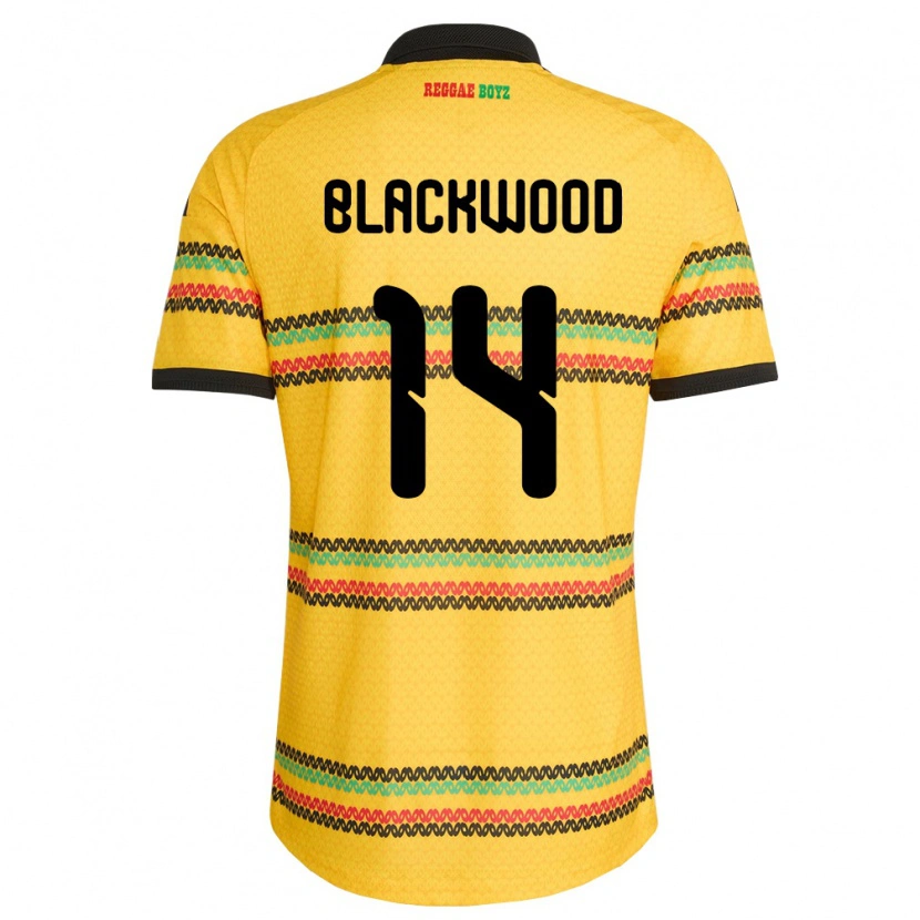 Danxen Kvinnor Jamaica Deneisha Blackwood #14 Gul Svart Grön Hemmatröja Matchtröjor 26-28 Tröjor T-Tröja