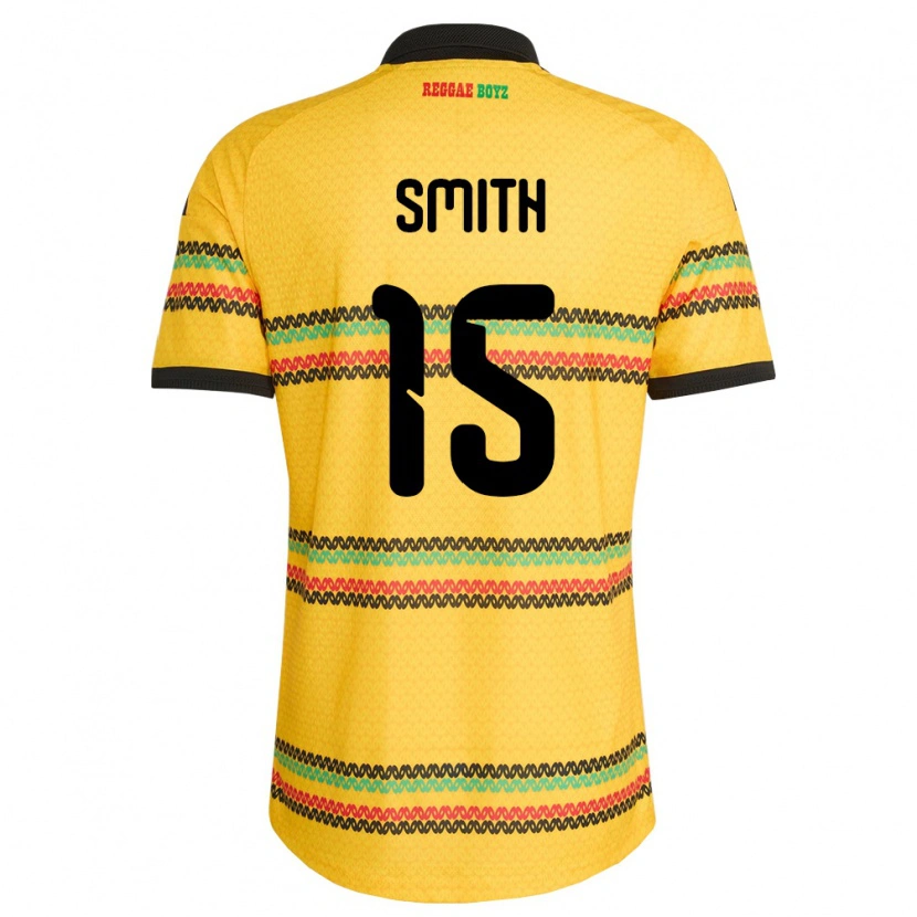 Danxen Kvinnor Jamaica Jloyd Smith #15 Gul Svart Grön Hemmatröja Matchtröjor 26-28 Tröjor T-Tröja