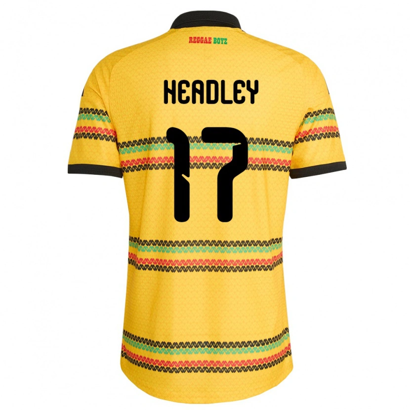 Danxen Kvinnor Jamaica Santana Headley #17 Gul Svart Grön Hemmatröja Matchtröjor 26-28 Tröjor T-Tröja