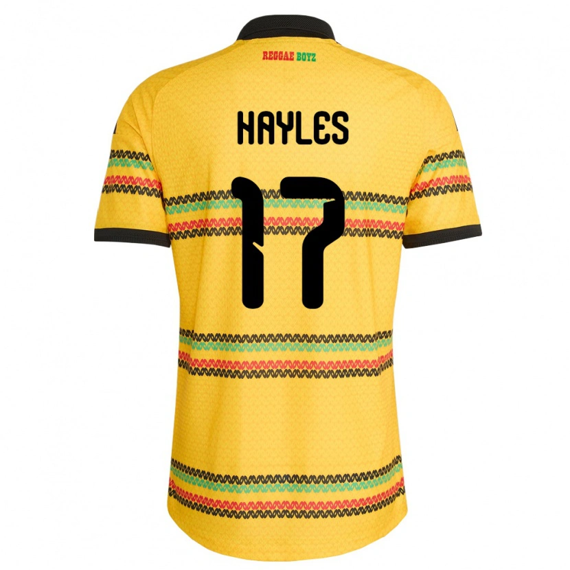 Danxen Kvinnor Jamaica Justin Hayles #17 Gul Svart Grön Hemmatröja Matchtröjor 26-28 Tröjor T-Tröja