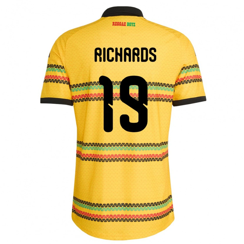 Danxen Kvinnor Jamaica Davia Richards #19 Gul Svart Grön Hemmatröja Matchtröjor 26-28 Tröjor T-Tröja