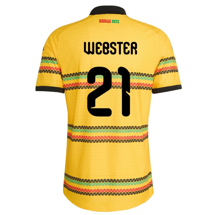 Danxen Kvinnor Jamaica Ronaldo Webster #21 Gul Svart Grön Hemmatröja Matchtröjor 26-28 Tröjor T-Tröja