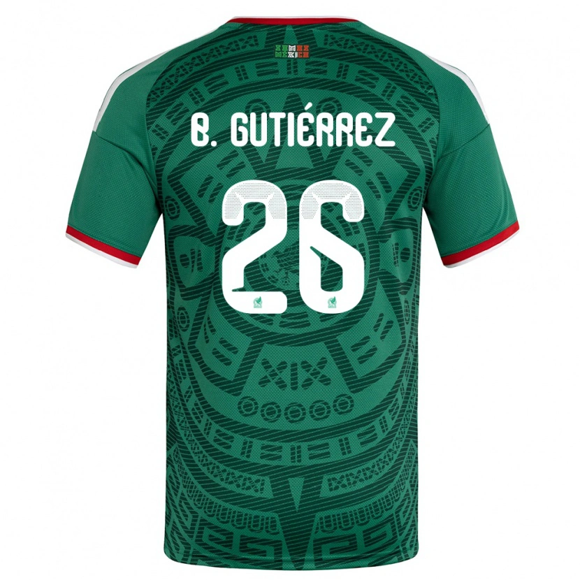 Danxen Kvinnor Mexiko Brian Gutiérrez #26 Grön Vit Röd Hemmatröja Matchtröjor 26-28 Tröjor T-Tröja