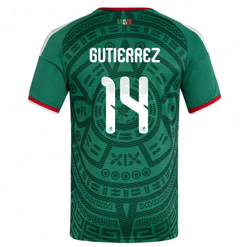 Danxen Kvinnor Mexiko Erick Gutierrez #14 Grön Vit Röd Hemmatröja Matchtröjor 26-28 Tröjor T-Tröja