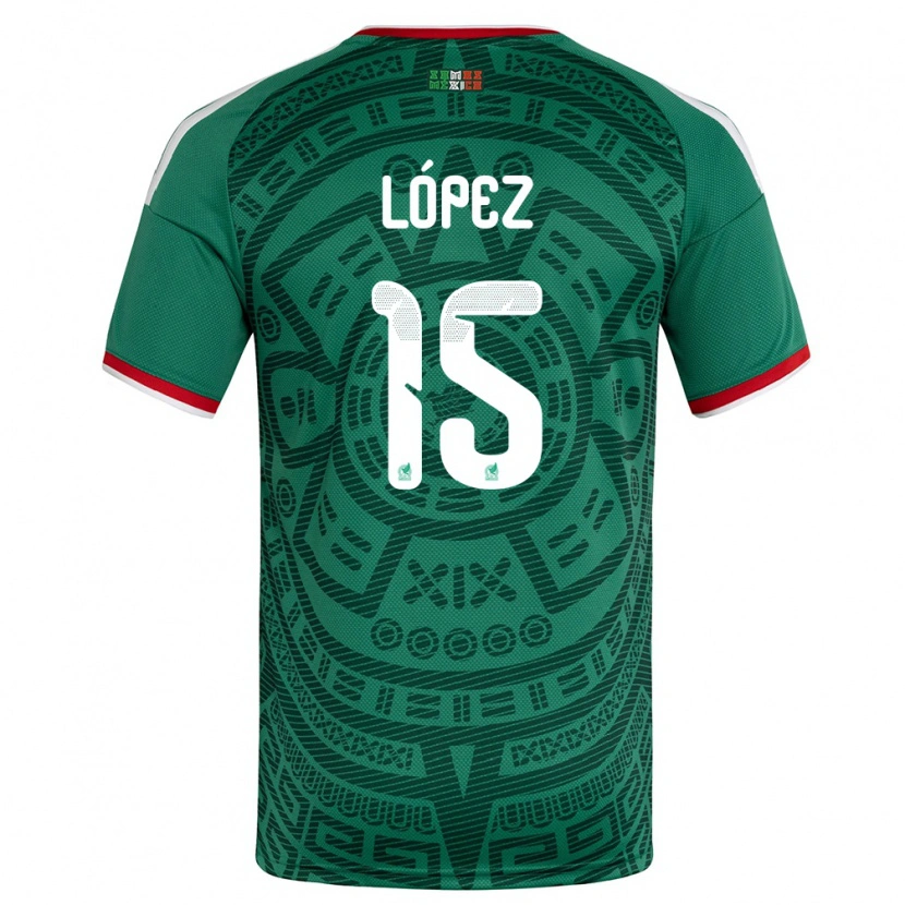 Danxen Kvinnor Mexiko Everardo Lopez #15 Grön Vit Röd Hemmatröja Matchtröjor 26-28 Tröjor T-Tröja