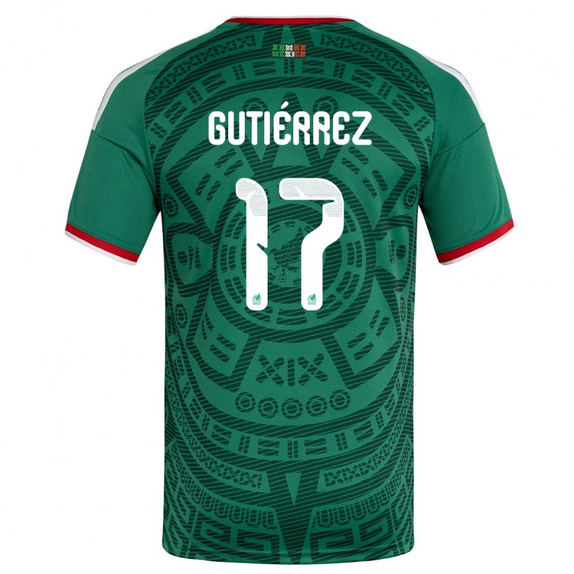 Danxen Kvinnor Mexiko Gerson Gutiérrez #17 Grön Vit Röd Hemmatröja Matchtröjor 26-28 Tröjor T-Tröja