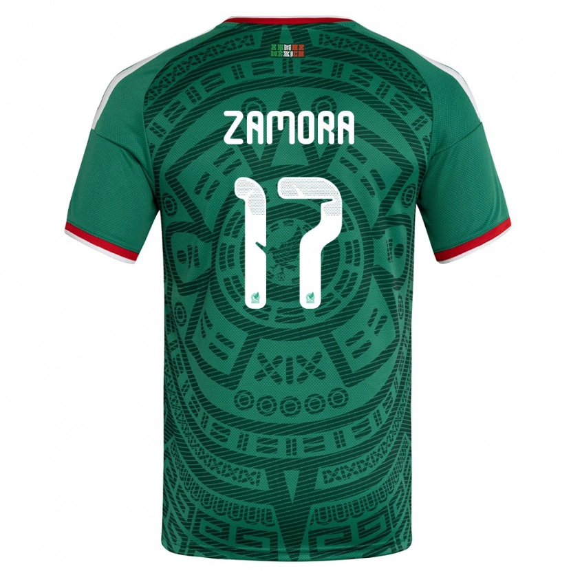 Danxen Kvinnor Mexiko Saul Zamora #17 Grön Vit Röd Hemmatröja Matchtröjor 26-28 Tröjor T-Tröja