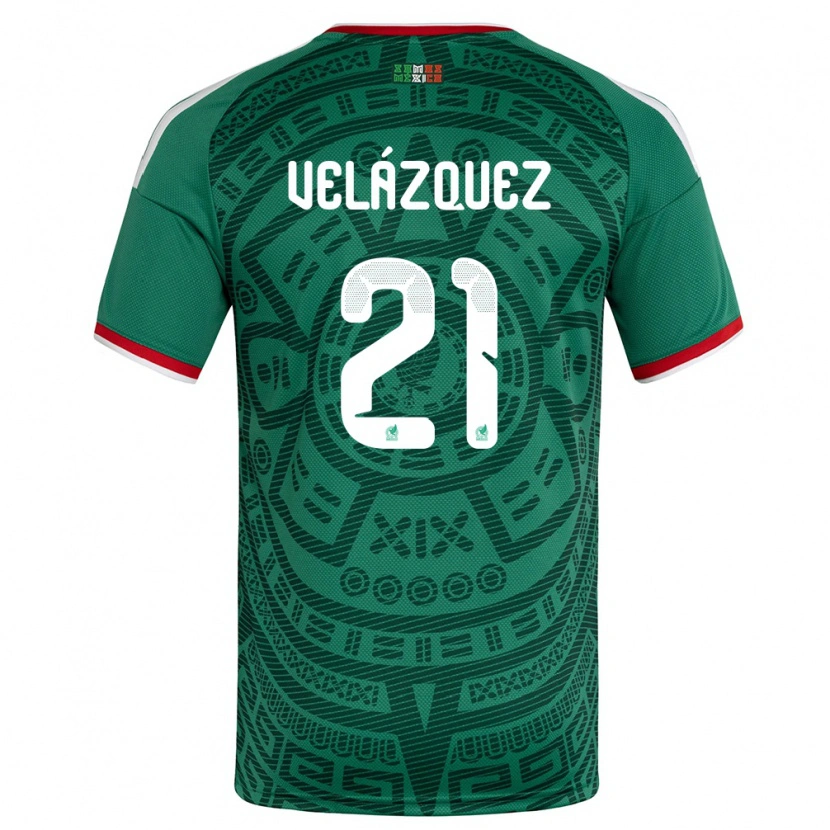 Danxen Kvinnor Mexiko Matías Velázquez #21 Grön Vit Röd Hemmatröja Matchtröjor 26-28 Tröjor T-Tröja