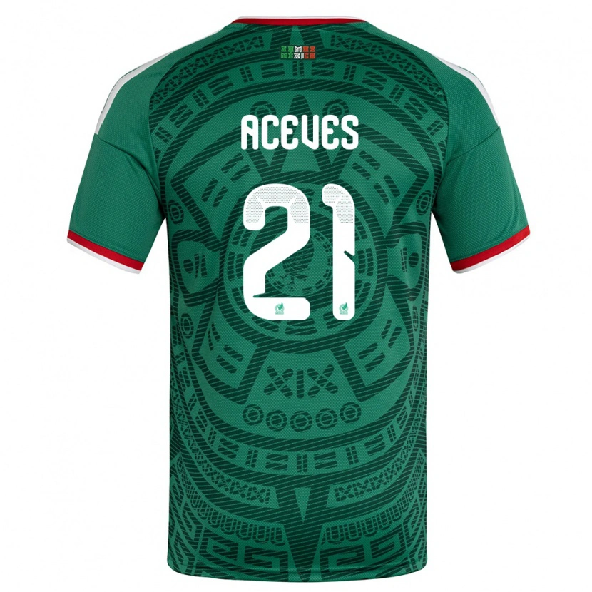Danxen Kvinnor Mexiko Daniel Aceves #21 Grön Vit Röd Hemmatröja Matchtröjor 26-28 Tröjor T-Tröja