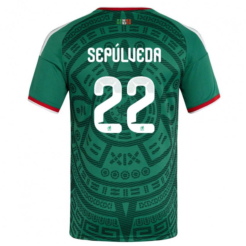 Danxen Kvinnor Mexiko Ángel Sepúlveda #22 Grön Vit Röd Hemmatröja Matchtröjor 26-28 Tröjor T-Tröja
