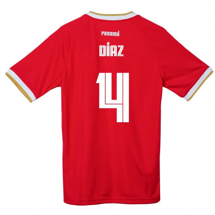 Danxen Kvinnor Panama Ángel Díaz #4 Röd Brun Vit Hemmatröja Matchtröjor 26-28 Tröjor T-Tröja
