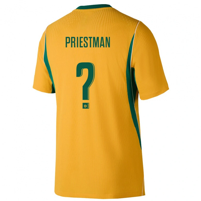 Danxen Kvinnor Australien Oscar Priestman #0 Gul Grön Hemmatröja Matchtröjor 26-28 Tröjor T-Tröja