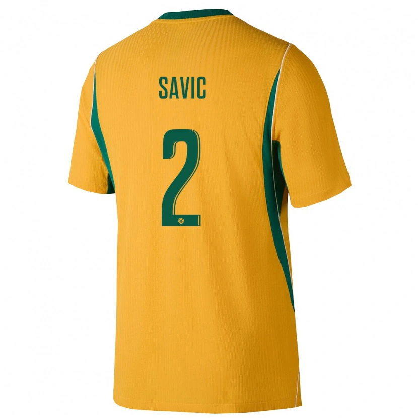Danxen Kvinnor Australien Marcus Savic #2 Gul Grön Hemmatröja Matchtröjor 26-28 Tröjor T-Tröja