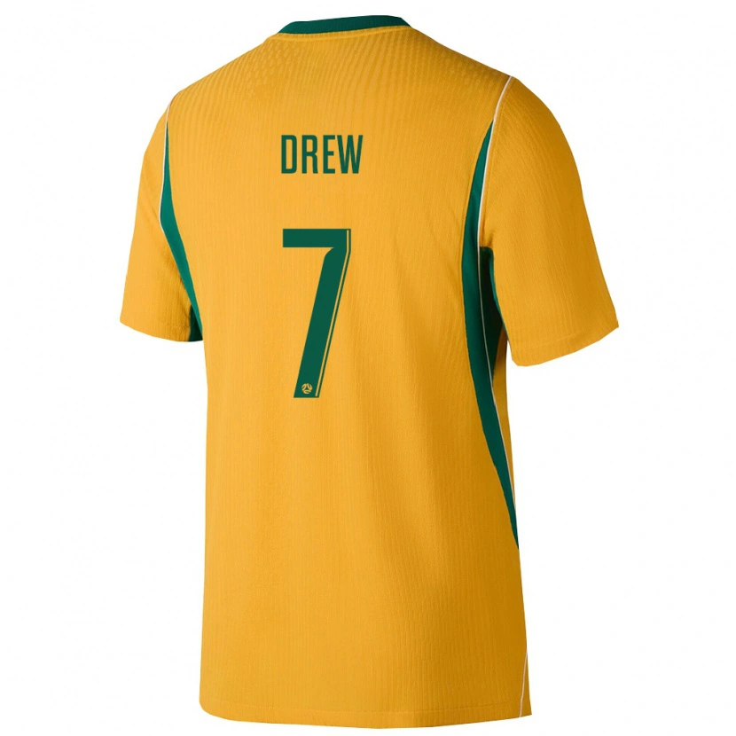 Danxen Kvinnor Australien Jed Drew #7 Gul Grön Hemmatröja Matchtröjor 26-28 Tröjor T-Tröja