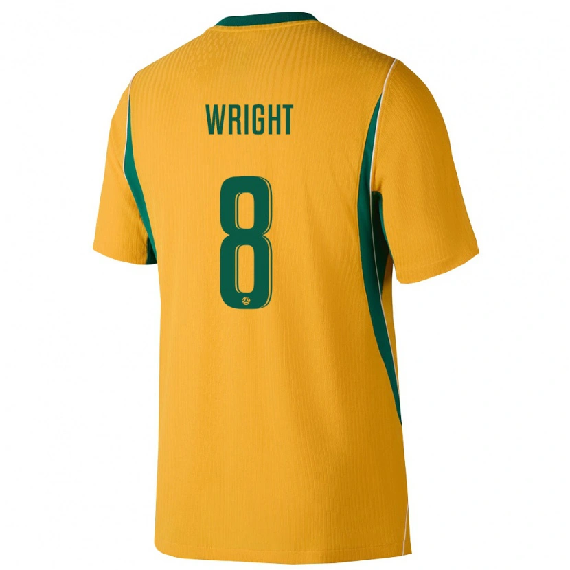 Danxen Kvinnor Australien Bailey Wright #8 Gul Grön Hemmatröja Matchtröjor 26-28 Tröjor T-Tröja