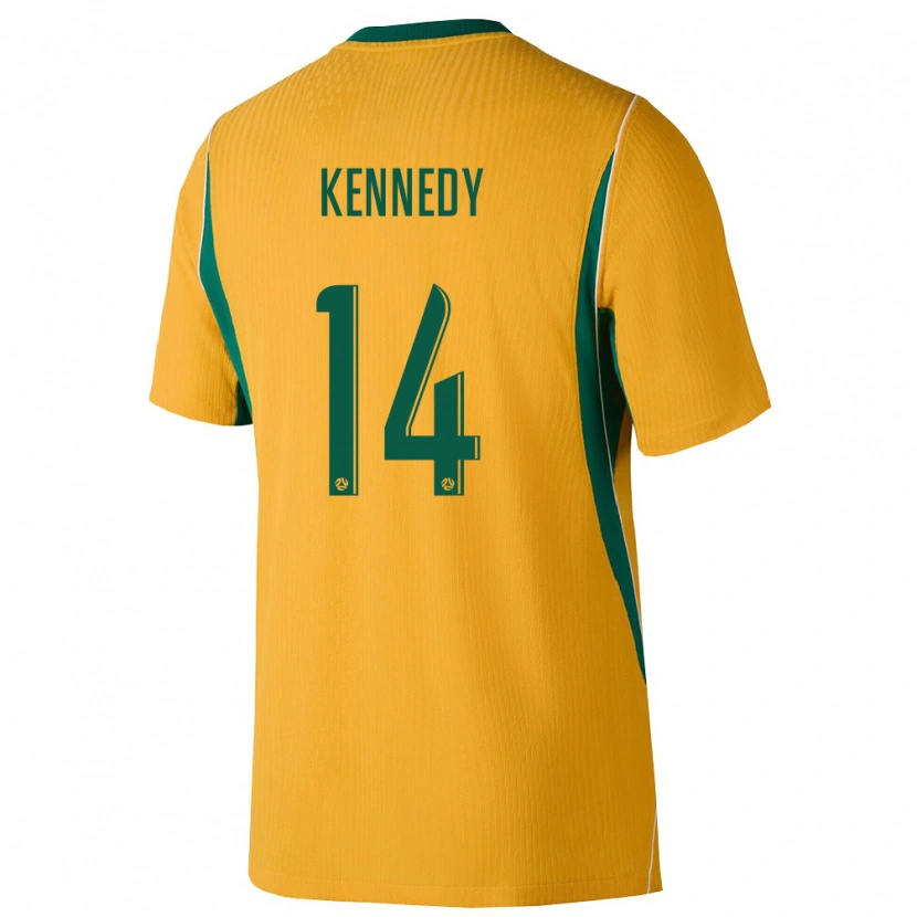 Danxen Kvinnor Australien Alanna Kennedy #14 Gul Grön Hemmatröja Matchtröjor 26-28 Tröjor T-Tröja