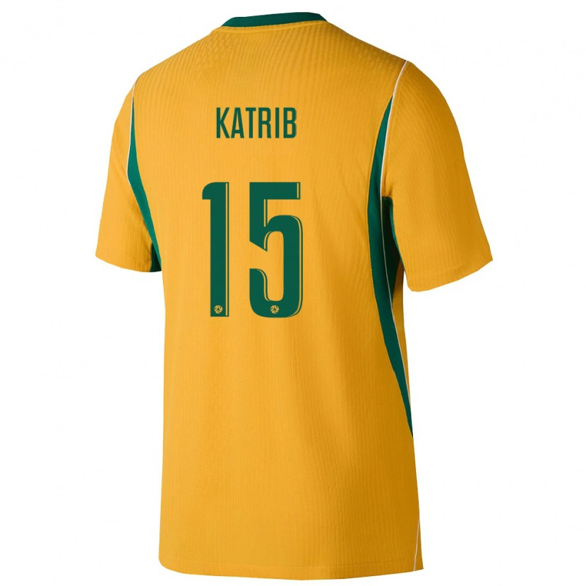 Danxen Kvinnor Australien Emile Katrib #15 Gul Grön Hemmatröja Matchtröjor 26-28 Tröjor T-Tröja