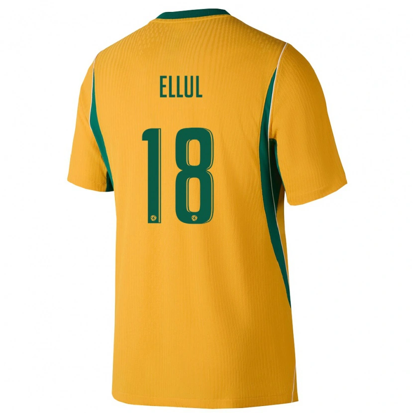 Danxen Kvinnor Australien Noah Ellul #18 Gul Grön Hemmatröja Matchtröjor 26-28 Tröjor T-Tröja