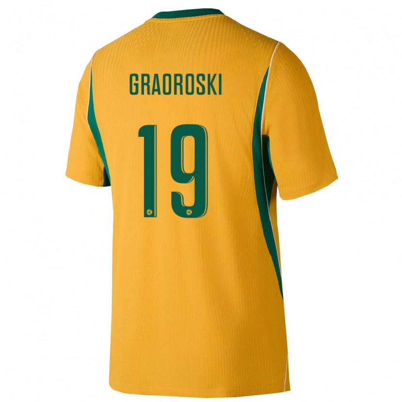Danxen Kvinnor Australien Jordan Graoroski #19 Gul Grön Hemmatröja Matchtröjor 26-28 Tröjor T-Tröja
