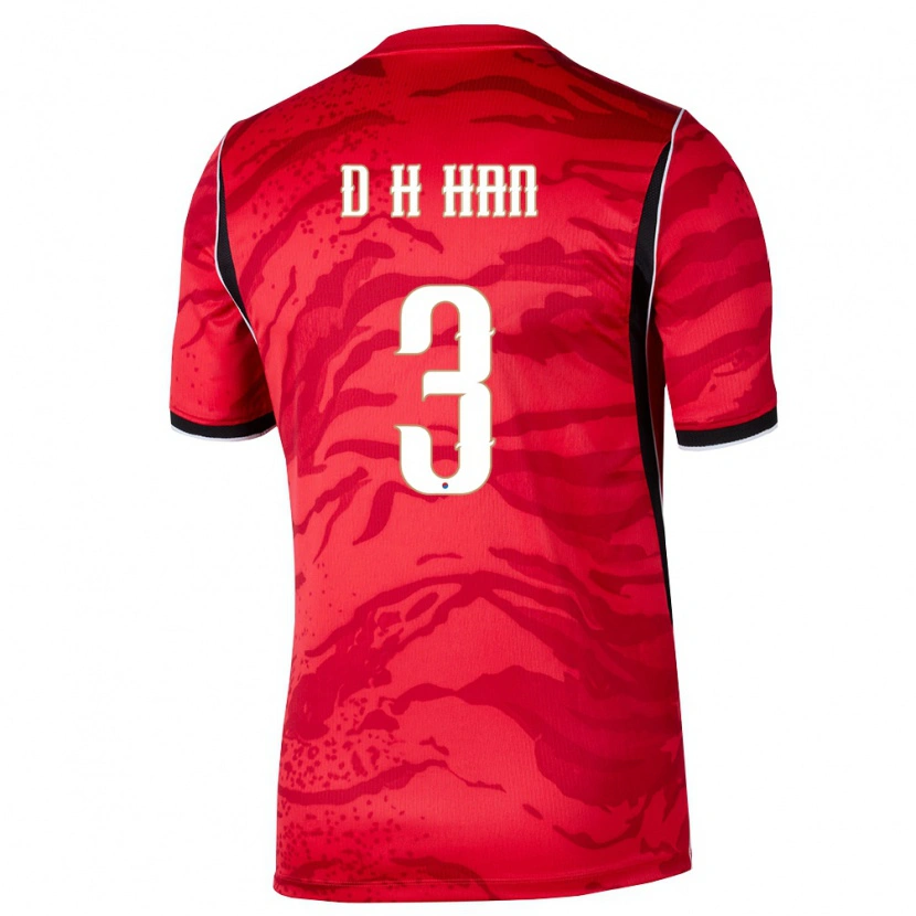 Danxen Kvinnor Sydkorea Ho-Dam Han #3 Röd Vit Svart Hemmatröja Matchtröjor 26-28 Tröjor T-Tröja