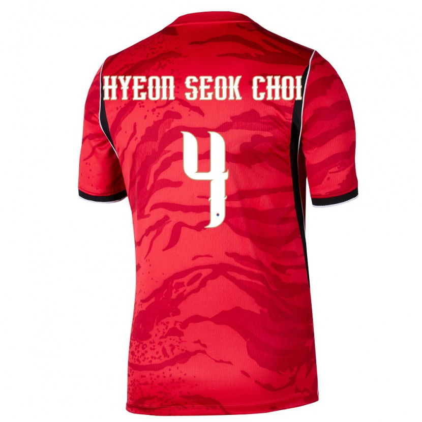 Danxen Kvinnor Sydkorea Seok-Hyeon Choi #4 Röd Vit Svart Hemmatröja Matchtröjor 26-28 Tröjor T-Tröja