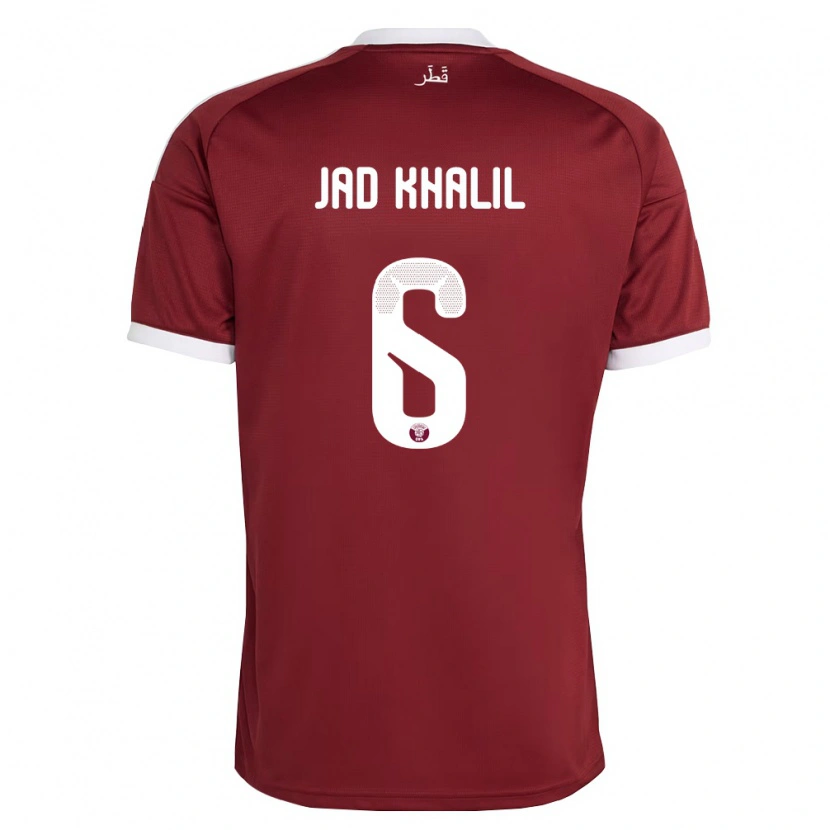 Danxen Kvinnor Qatar Hadi Jad Khalil #6 Röd Burgund Vit Hemmatröja Matchtröjor 26-28 Tröjor T-Tröja