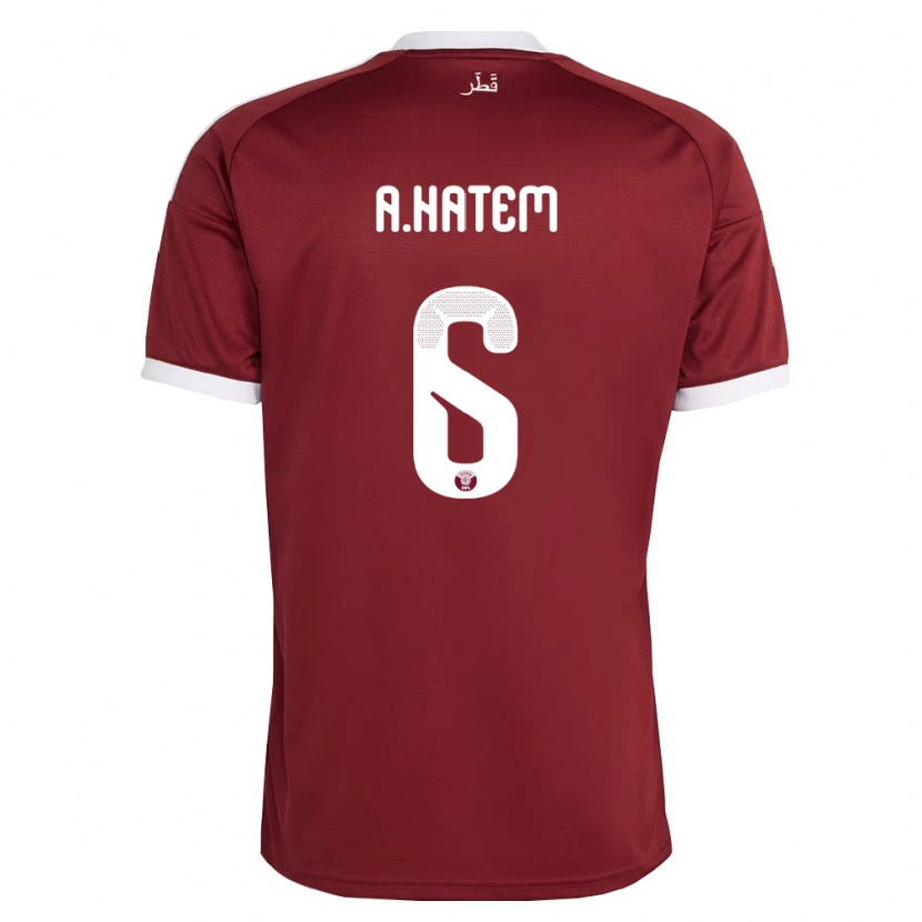 Danxen Kvinnor Qatar Abdulaziz Hatem #6 Röd Burgund Vit Hemmatröja Matchtröjor 26-28 Tröjor T-Tröja