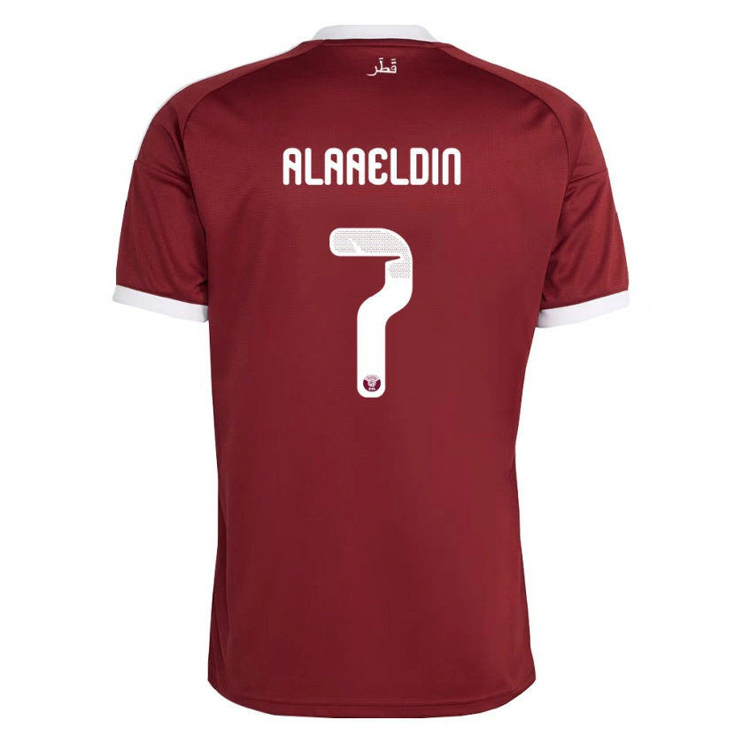 Danxen Kvinnor Qatar Ahmed Alaaeldin #7 Röd Burgund Vit Hemmatröja Matchtröjor 26-28 Tröjor T-Tröja