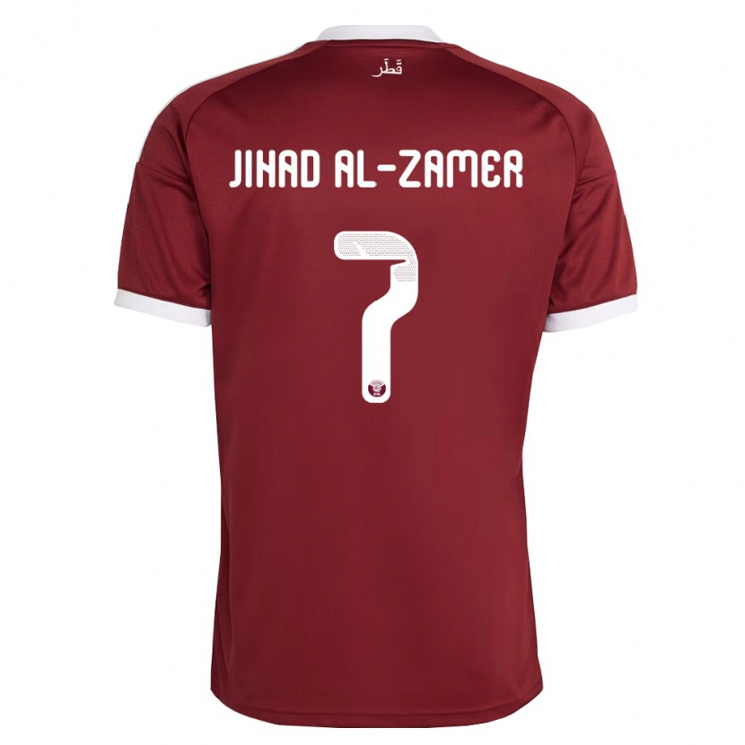 Danxen Kvinnor Qatar Mohammed Jihad Al-Zamer #7 Röd Burgund Vit Hemmatröja Matchtröjor 26-28 Tröjor T-Tröja