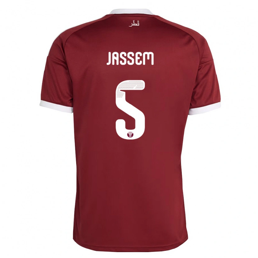 Danxen Kvinnor Qatar Jassem Gaber #5 Röd Burgund Vit Hemmatröja Matchtröjor 26-28 Tröjor T-Tröja