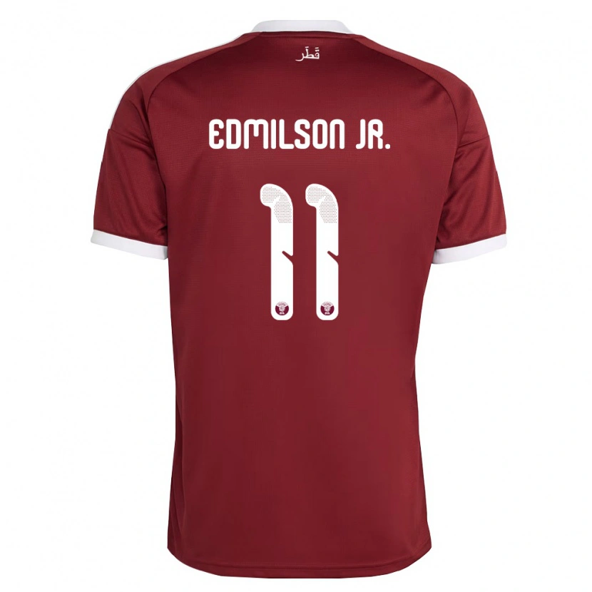Danxen Kvinnor Qatar Edmílson Junior #11 Röd Burgund Vit Hemmatröja Matchtröjor 26-28 Tröjor T-Tröja