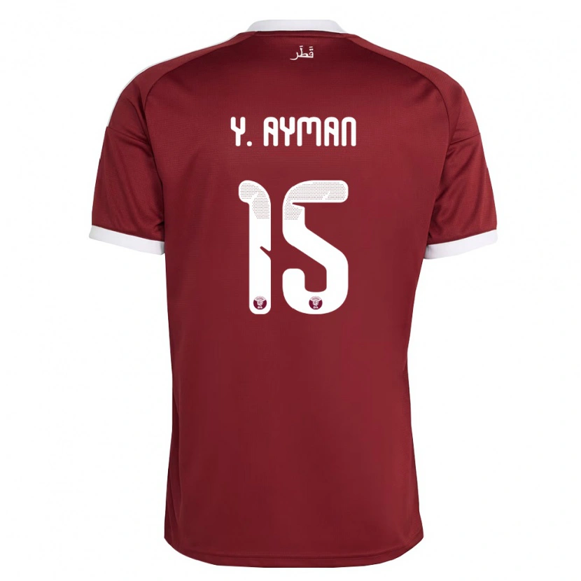 Danxen Kvinnor Qatar Youssef Ayman #15 Röd Burgund Vit Hemmatröja Matchtröjor 26-28 Tröjor T-Tröja