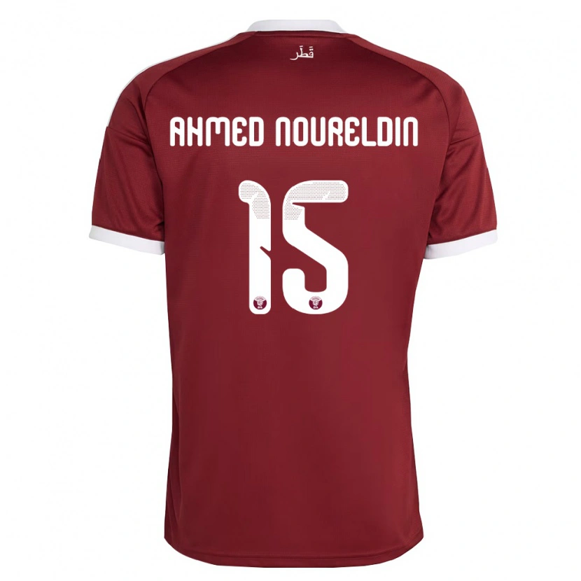 Danxen Kvinnor Qatar Asim Ahmed Noureldin #15 Röd Burgund Vit Hemmatröja Matchtröjor 26-28 Tröjor T-Tröja
