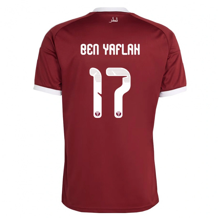 Danxen Kvinnor Qatar Bilel Ben Yaflah #17 Röd Burgund Vit Hemmatröja Matchtröjor 26-28 Tröjor T-Tröja