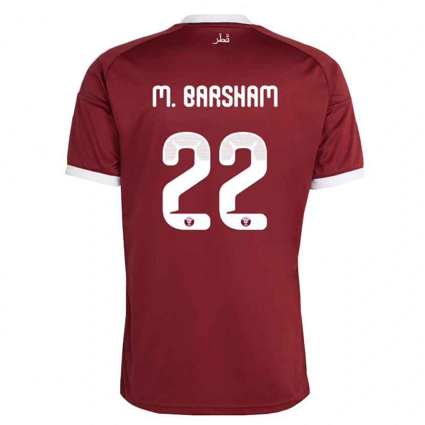 Danxen Kvinnor Qatar Meshaal Barsham #22 Röd Burgund Vit Hemmatröja Matchtröjor 26-28 Tröjor T-Tröja