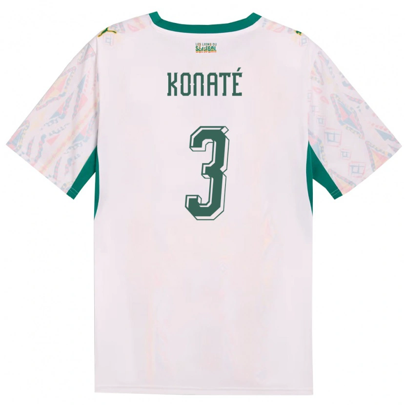 Danxen Kvinnor Senegal Ousmane Konaté #3 Vit Grön Gul Hemmatröja Matchtröjor 26-28 Tröjor T-Tröja