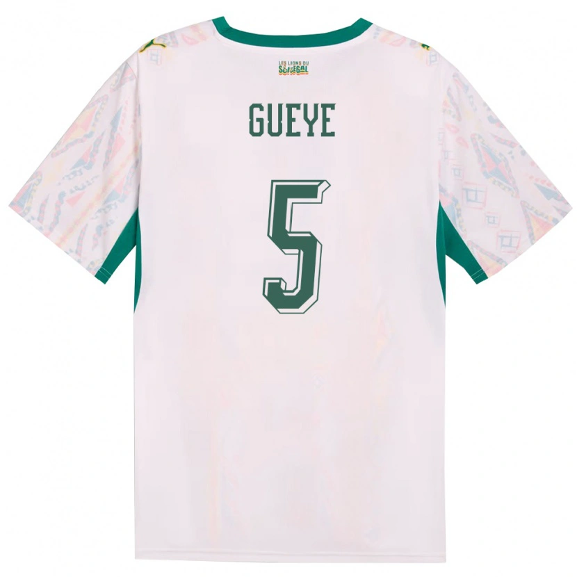 Danxen Kvinnor Senegal Idrissa Gueye #5 Vit Grön Gul Hemmatröja Matchtröjor 26-28 Tröjor T-Tröja