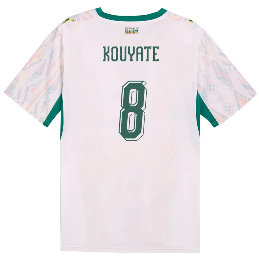 Danxen Kvinnor Senegal Cheikhou Kouyate #8 Vit Grön Gul Hemmatröja Matchtröjor 26-28 Tröjor T-Tröja