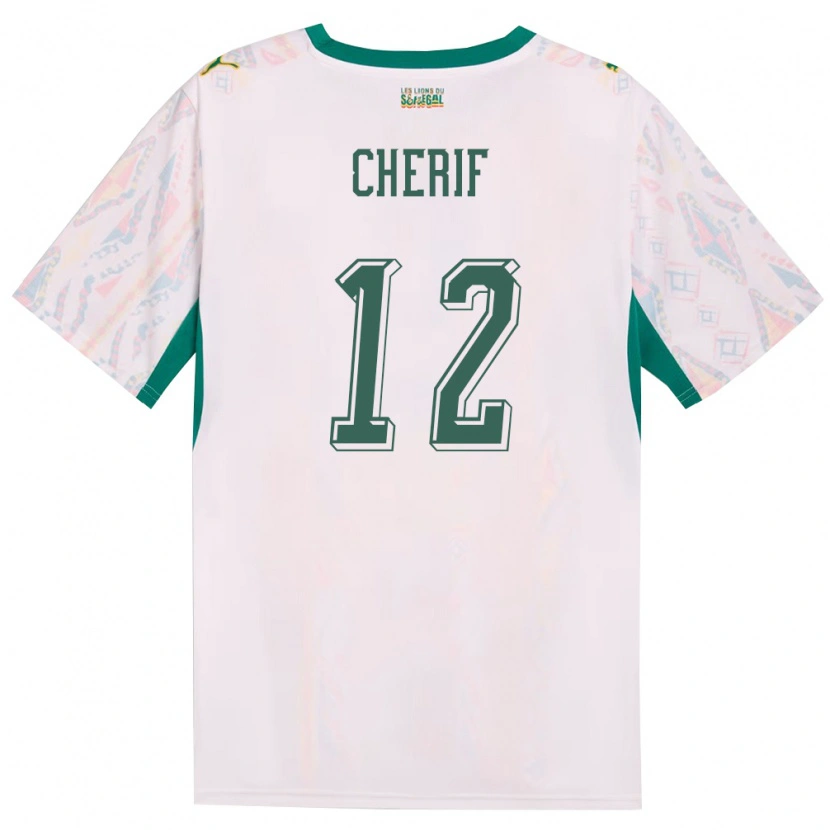 Danxen Kvinnor Senegal Cherif Ndiaye #12 Vit Grön Gul Hemmatröja Matchtröjor 26-28 Tröjor T-Tröja