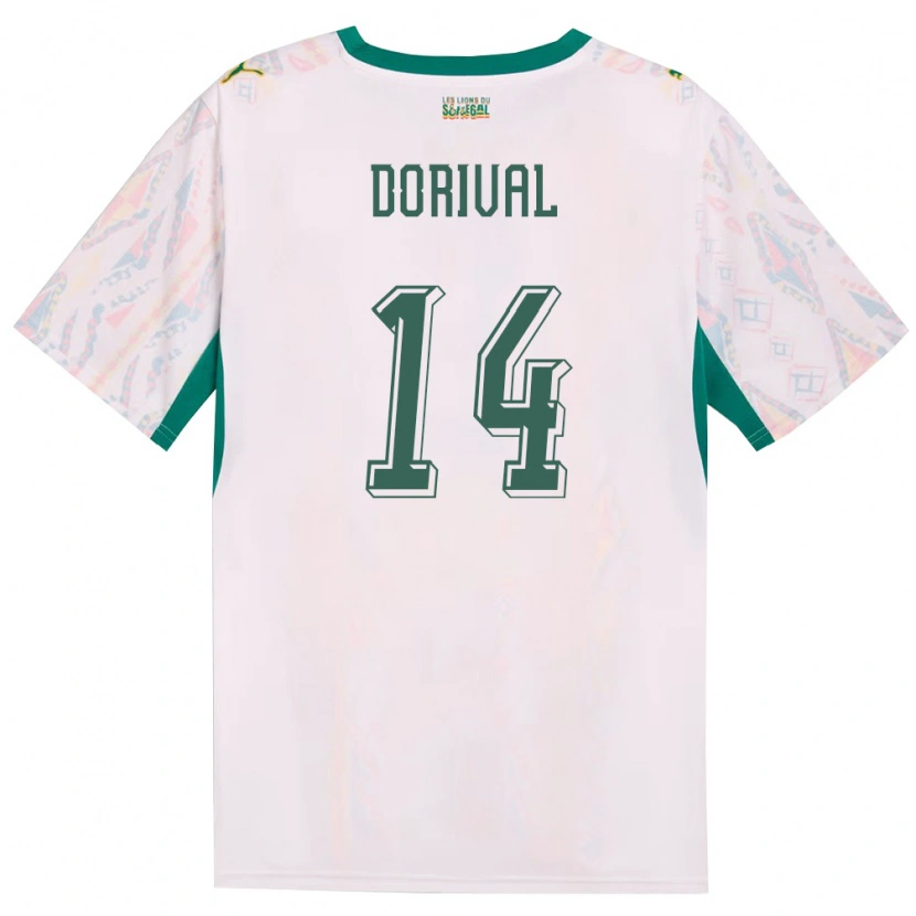Danxen Kvinnor Senegal Pierre Dorival #14 Vit Grön Gul Hemmatröja Matchtröjor 26-28 Tröjor T-Tröja