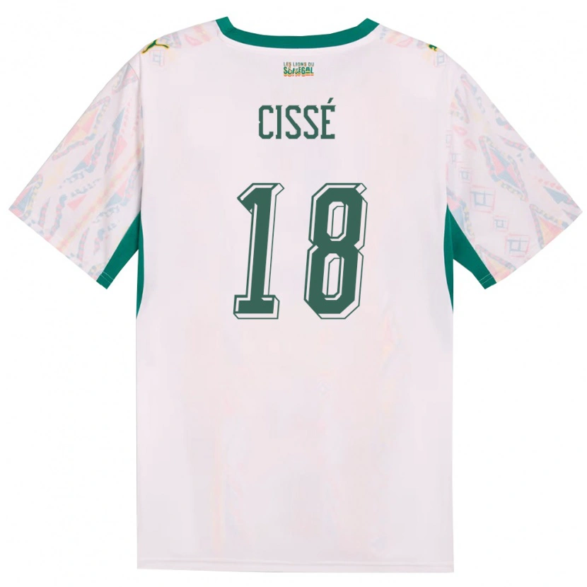 Danxen Kvinnor Senegal Moussa Cissé #18 Vit Grön Gul Hemmatröja Matchtröjor 26-28 Tröjor T-Tröja