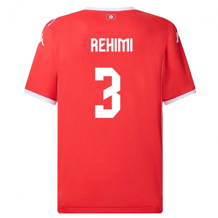 Danxen Kvinnor Tunisien Rayane Rehimi #3 Röd Vit Hemmatröja Matchtröjor 26-28 Tröjor T-Tröja