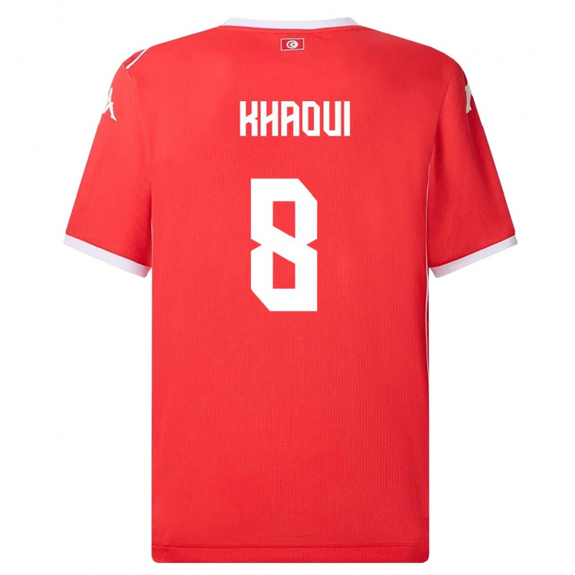 Danxen Kvinnor Tunisien Saif Eddine Khaoui #8 Röd Vit Hemmatröja Matchtröjor 26-28 Tröjor T-Tröja