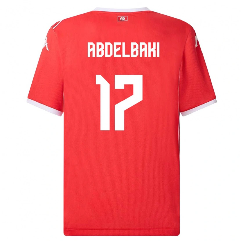 Danxen Kvinnor Tunisien Aziz Abdelbaki #17 Röd Vit Hemmatröja Matchtröjor 26-28 Tröjor T-Tröja