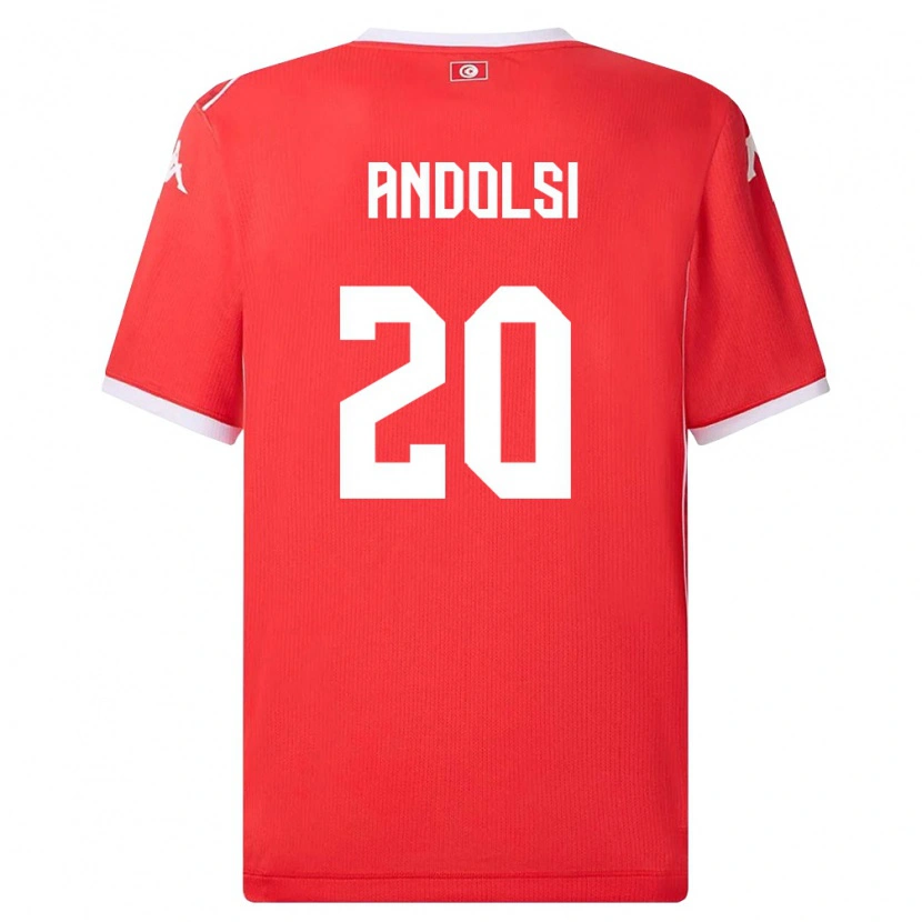 Danxen Kvinnor Tunisien Youssef Andolsi #20 Röd Vit Hemmatröja Matchtröjor 26-28 Tröjor T-Tröja